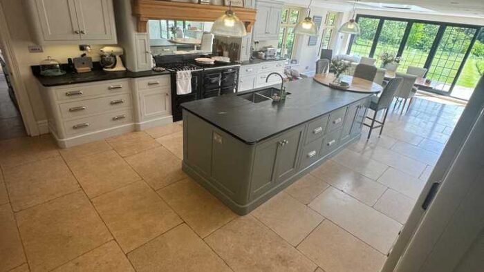 Bespoke Dove Grey Dovetail Joint Shaker Kitchen and Large Island with Wooden Breakfast Table – Quooker Miele Insinkerator Appliances – Granite & Wooden Worktops 3833083