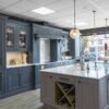 Ex Display Alku Mala Smooth Slate Blue Dusty Pink & Aida Walnut Dovetail Joint Kitchen and Large Island – Miele Falmec Kaelo Appliances