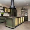 Ex Display Scavolini Mineral Green Diesel Open Workshop Kitchen and Island– Smeg Blanco Appliances – Deep Bedrock Corian Worktops - 3833091