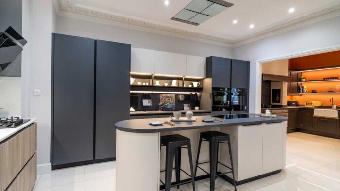 Ex Display Schuller Alba Torino Black - Crystal White Kitchen & Island - 3833097