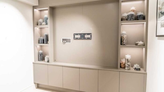 Ex Display The Wood Works Luxury F&B Moles Breath TV Wall Media Unit – LED Warm White Lighting