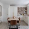 Ex Display The Wood Works Luxury Tulipwood Shaker White Oak Veneer Kitchen – Separate Island - Cambria Brittanicca gold warm plus Raised splashback