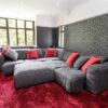 KOO Grey Anthracite L-Shape Reclining Couch inc Footstool & Cushions
