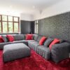 KOO Grey Anthracite L-Shape Reclining Couch inc Footstool & Cushions – SE191
