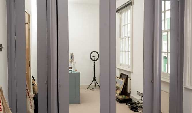 Luxury Pair of Light Grey Smallbone of Devices Mirrored Wardrobes - SE202