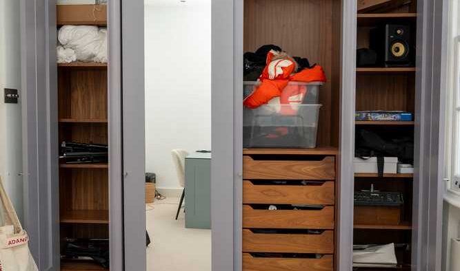 Luxury Pair of Light Grey Smallbone of Devices Mirrored Wardrobes