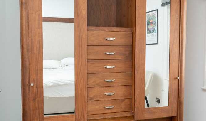 Luxury Smallbone of Devices Walnut Wardrobe and Matching Large Wall Mirror