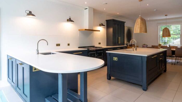 Bespoke Nicholas James F&B Off Black Dovetail Joint Shaker Kitchen with Matching Island – Siemens Quooker Fisher & Paykel Appliances – Dekton Worktops
