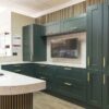 Ex Display Bottle Green Desk Area with TV Unit with Quartz Worktops