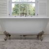 Fired Earth Dove Grey Bathroom Suite inc Vanity Unit, Freestanding Bath, Toilet and Bidet - Quartz Worktops - SE213