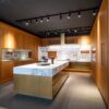 Luxury Ex Display Arclinea Convivium Teak Kitchen with Large Island -Sub Zero Miele Appliances – Marble Worktops