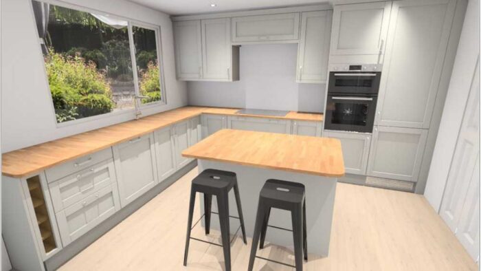 New Boxed Magnet Ambleside Brushed Steel Handled Shaker Kitchen inc Island – 3833114