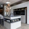 Ex Display Kuhlmann Icon Primofiore Grigio & Ares Expanse Taupe & Stone Kitchen - Bora Siemens Appliances - Calacutta Olympus Techni Stone Quartz Worktops